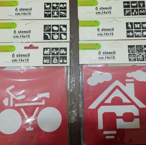 بطاقات الاستنسل 6 أشكال مختلفة كل شكل به 6 بطاقات مختلفة